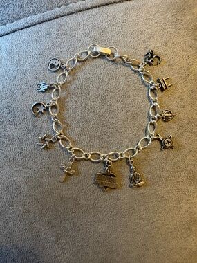 WAO We Are One Sterling Charms Bracelet Spiritual Interfaith Symbols 925 HOB